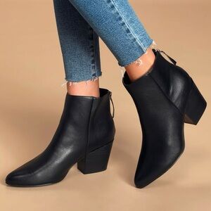 Lulus Black Pointed Toe Ankle Boots